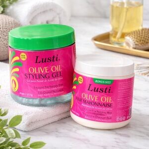 Lusti Olive Oil Hair Care Bundle 💛 Styling Gel + Hair Mayonnaise Treatment ✨